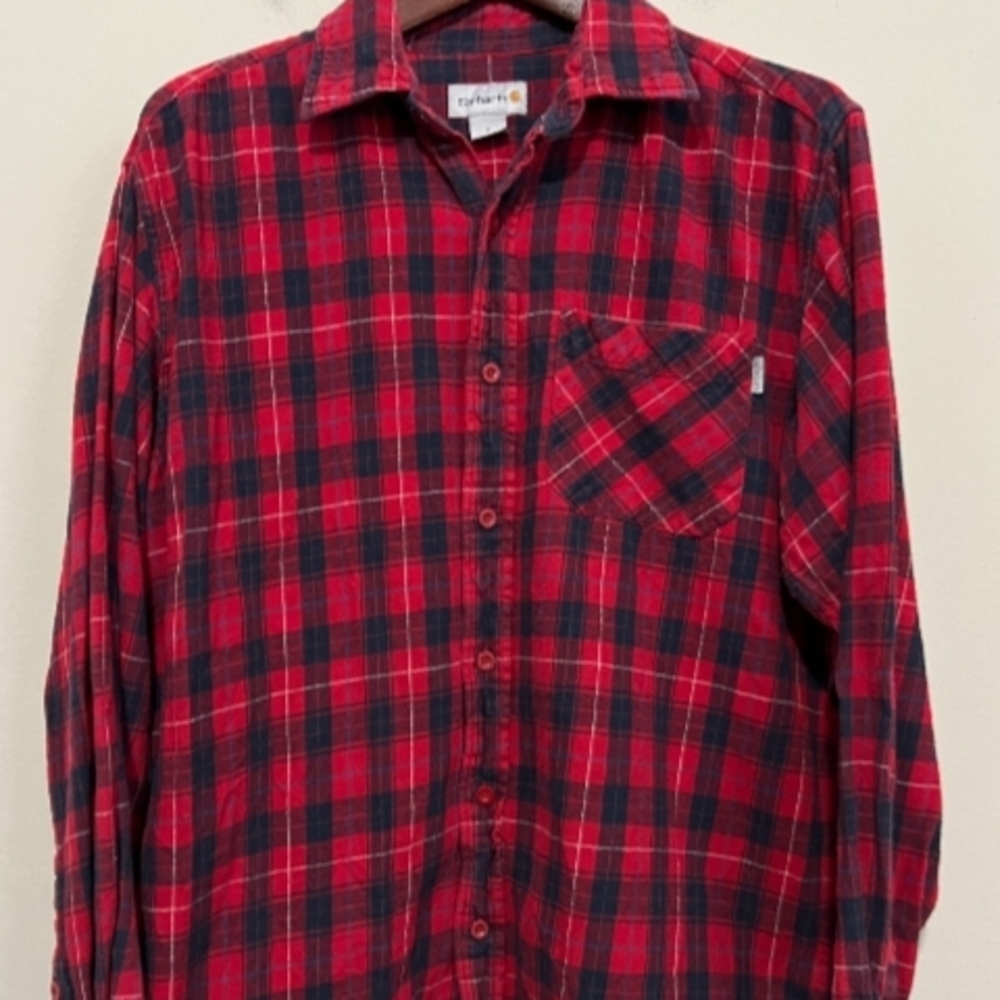 Carhartt Red and Black Plaid Button Down Shirt